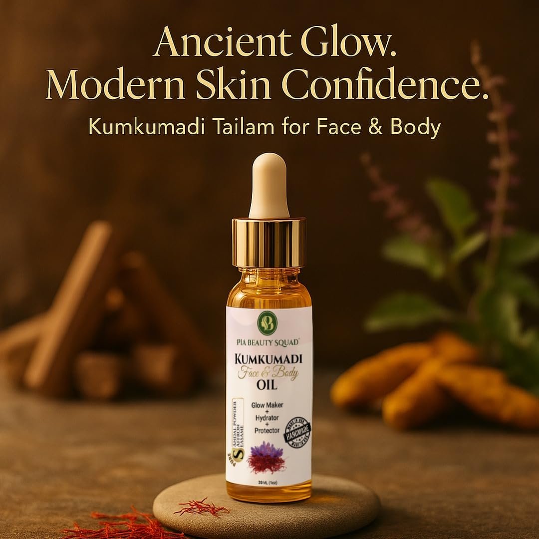 Pia Beauty Squad Kumkumadi Tailam Ayurvedic Face Oil – Dark Spots Treatment, Pigmentation & Dry Skin Remedy – Saffron Infused Facial Oil – 30ml - görsel 4