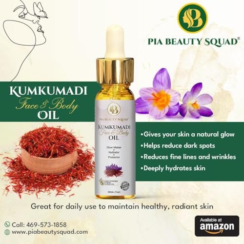 Pia Beauty Squad Kumkumadi Tailam Ayurvedic Face Oil – Dark Spots Treatment, Pigmentation & Dry Skin Remedy – Saffron Infused Facial Oil – 30ml - görsel 13