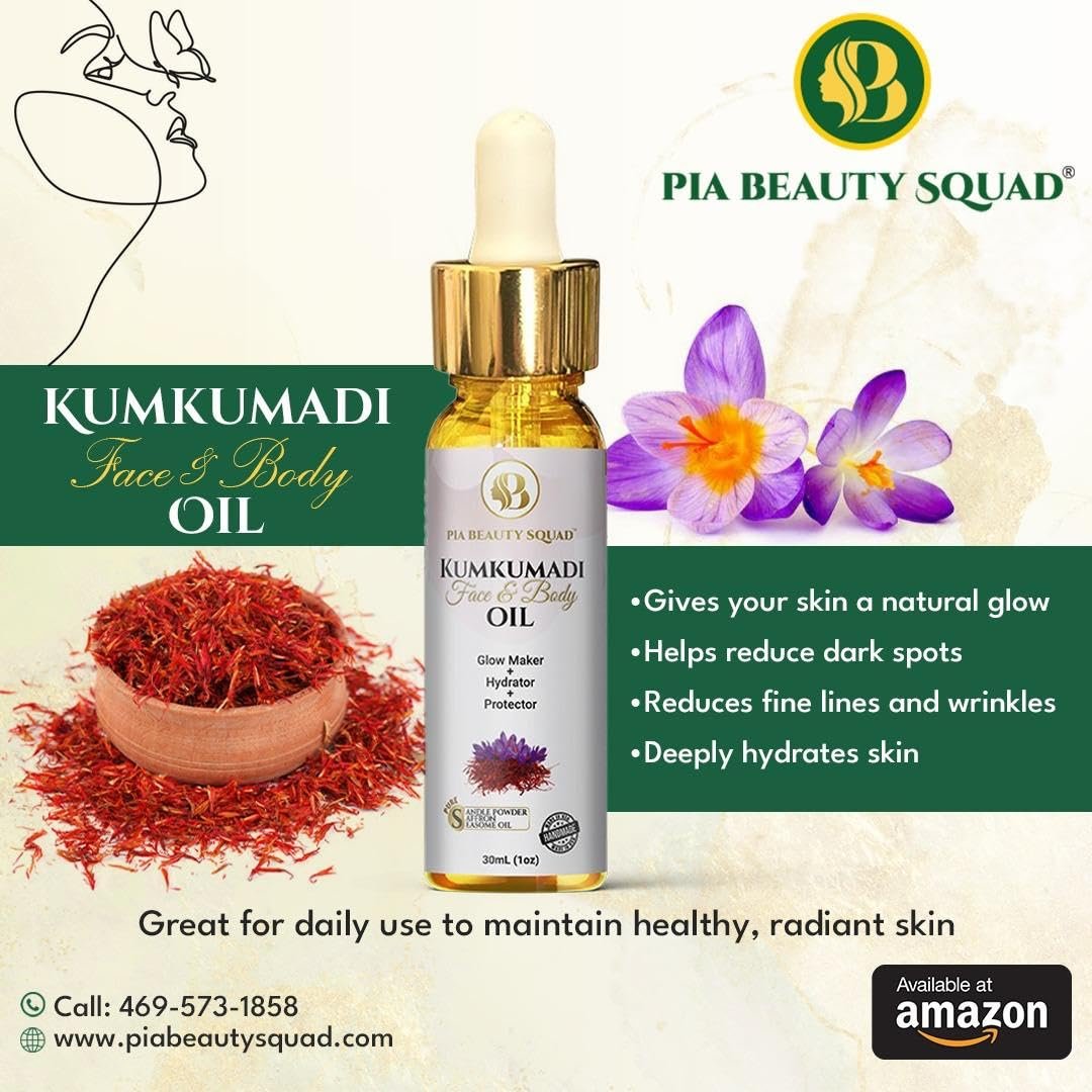 Pia Beauty Squad Kumkumadi Tailam Ayurvedic Face Oil – Dark Spots Treatment, Pigmentation & Dry Skin Remedy – Saffron Infused Facial Oil – 30ml - görsel 12