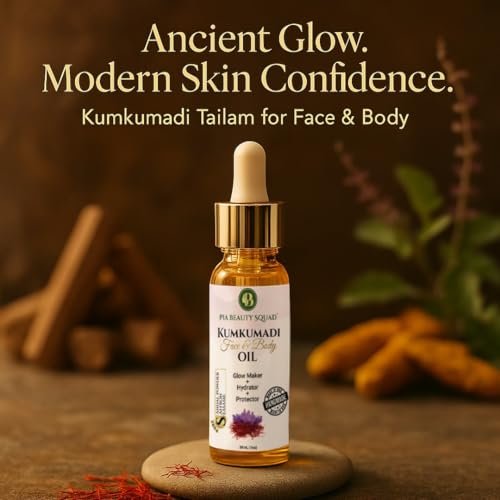 Pia Beauty Squad Kumkumadi Tailam Ayurvedic Face Oil – Dark Spots Treatment, Pigmentation & Dry Skin Remedy – Saffron Infused Facial Oil – 30ml - görsel 5