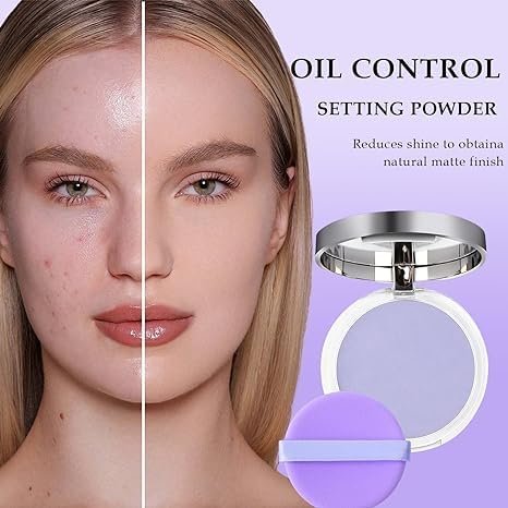 DEERELF Jelly Pressed Setting Powder - Oil Control Face Powder, Clear Matte Finish, Long-Lasting & Waterproof (Purple) Avelisse
