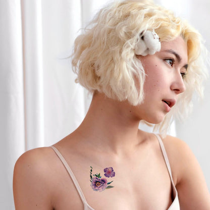 50 PCS 3D Flower Temporary Tattoos for Women | Realistic Rose, Peony, Lavender, Butterfly Waterproof Body Art Stickers