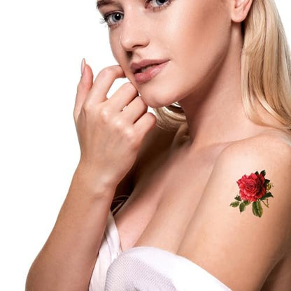 50 PCS 3D Flower Temporary Tattoos for Women | Realistic Rose, Peony, Lavender, Butterfly Waterproof Body Art Stickers