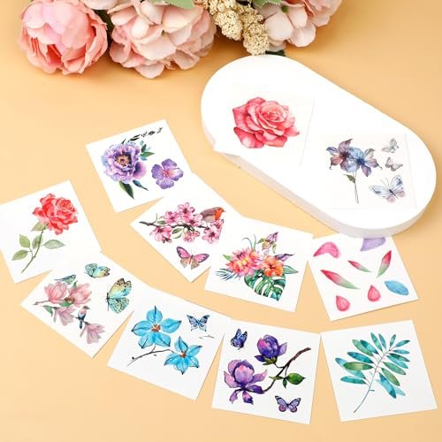 50 PCS 3D Flower Temporary Tattoos for Women | Realistic Rose, Peony, Lavender, Butterfly Waterproof Body Art Stickers - görsel 8