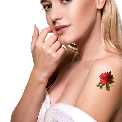 50 PCS 3D Flower Temporary Tattoos for Women | Realistic Rose, Peony, Lavender, Butterfly Waterproof Body Art Stickers