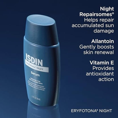 ISDIN Eryfotona Night Ultra-Fluid Night Serum – Repair Sun-Damaged Skin with Night Repairsomes & Vitamin E, 50ml Avelisse