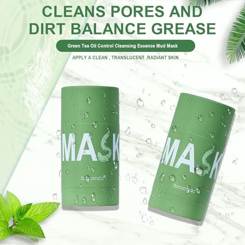 Green Tea Deep Cleanse Mask Stick 2-Pack - Blackhead Remover & Poreless Purifying Face Mask for Oil Control, Moisturizing - for Women and Men Avelisse
