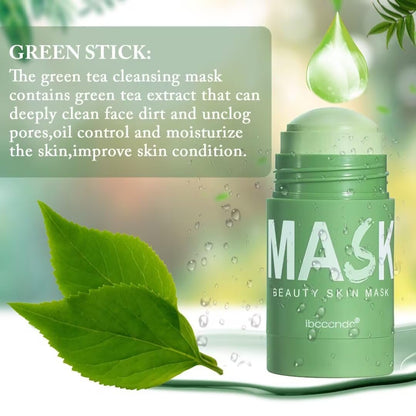 Green Tea Deep Cleanse Mask Stick 2-Pack - Blackhead Remover & Poreless Purifying Face Mask for Oil Control, Moisturizing - for Women and Men Avelisse