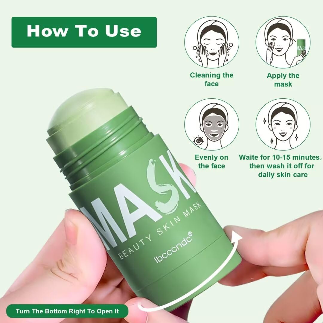 Green Tea Deep Cleanse Mask Stick 2-Pack - Blackhead Remover & Poreless Purifying Face Mask for Oil Control, Moisturizing - for Women and Men Avelisse