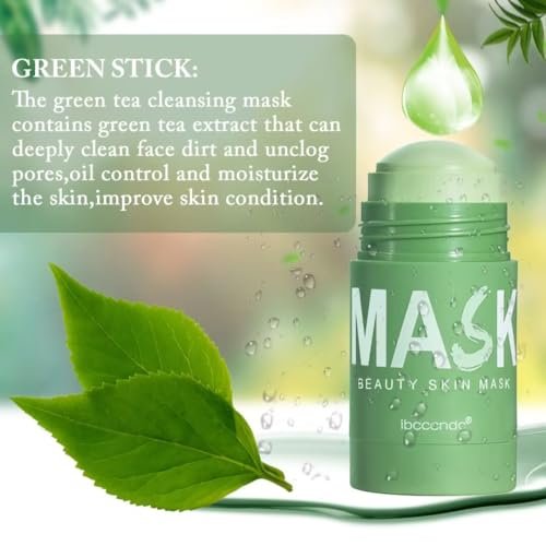 Green Tea Deep Cleanse Mask Stick 2-Pack - Blackhead Remover & Poreless Purifying Face Mask for Oil Control, Moisturizing - for Women and Men Avelisse