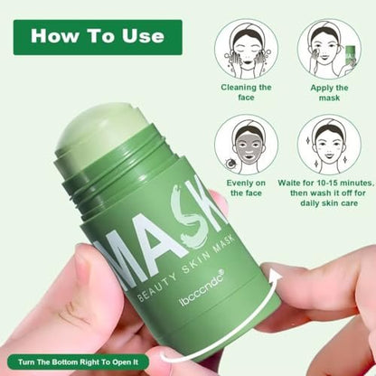 Green Tea Deep Cleanse Mask Stick 2-Pack - Blackhead Remover & Poreless Purifying Face Mask for Oil Control, Moisturizing - for Women and Men Avelisse