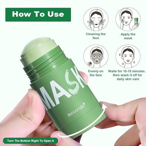 Green Tea Deep Cleanse Mask Stick 2-Pack - Blackhead Remover & Poreless Purifying Face Mask for Oil Control, Moisturizing - for Women and Men Avelisse