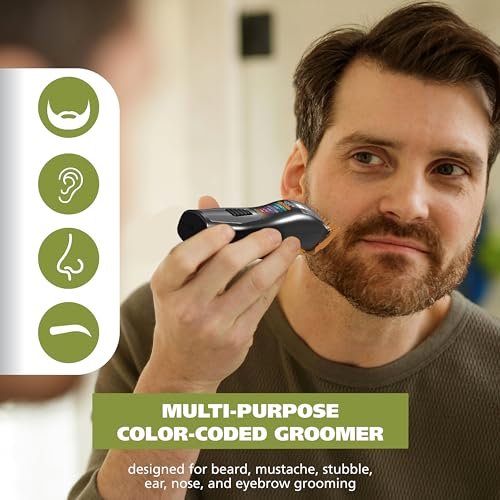 Wahl Color Pro All in One Rechargeable Cordless Beard Trimmer with Detail Eyebrow Trimmer and Rotary Nose Hair Trimmer for Men - Model 3025945 Avelisse