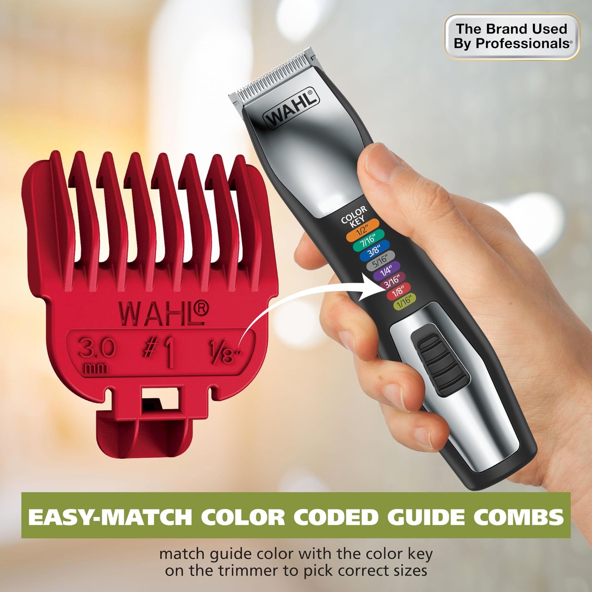 Wahl Color Pro All in One Rechargeable Cordless Beard Trimmer with Detail Eyebrow Trimmer and Rotary Nose Hair Trimmer for Men - Model 3025945 Avelisse