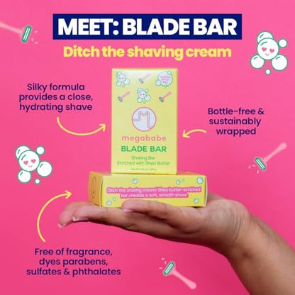 Megababe Blade Bar Shaving Bar - Hydrating Shea Butter Shave Bar for All Skin Types, 4.4 oz