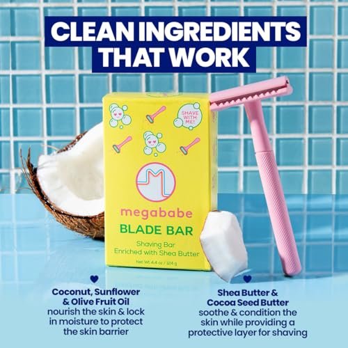 Megababe Blade Bar Shaving Bar - Hydrating Shea Butter Shave Bar for All Skin Types, 4.4 oz - görsel 6