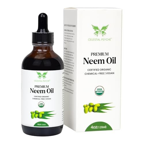 Celestial Psyché USDA Certified Organic Neem Oil (4 Oz) - 100% Pure Natural Oil for Hair Growth, Skin, Nails, Acne, and Anti-Aging Moisturizer - görsel 2