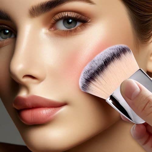 Jaasuee Mini Makeup Brushes Set – Portable Multi-Functional Loose Powder & Blush Brush (Silver, Soft Synthetic Hair) - görsel 8