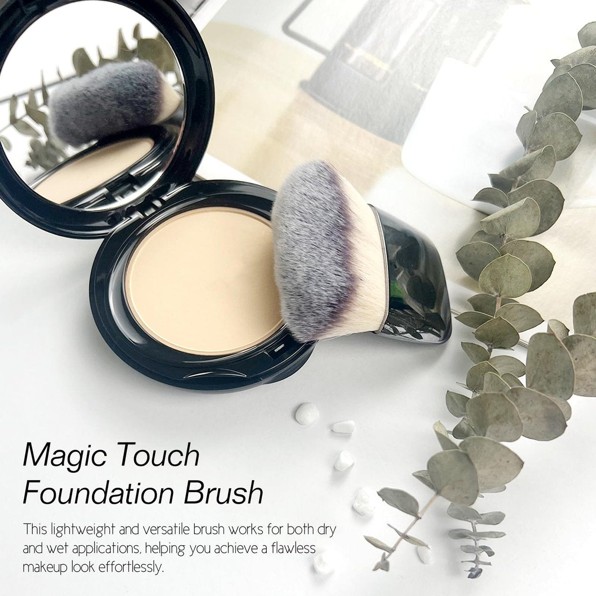 Jaasuee Mini Makeup Brushes Set – Portable Multi-Functional Loose Powder & Blush Brush (Silver, Soft Synthetic Hair) - görsel 3