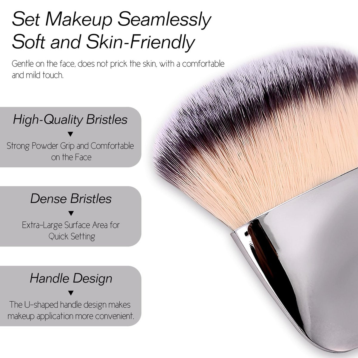 Jaasuee Mini Makeup Brushes Set – Portable Multi-Functional Loose Powder & Blush Brush (Silver, Soft Synthetic Hair) - görsel 9