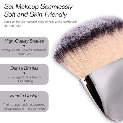 Jaasuee Mini Makeup Brushes Set – Portable Multi-Functional Loose Powder & Blush Brush (Silver, Soft Synthetic Hair)