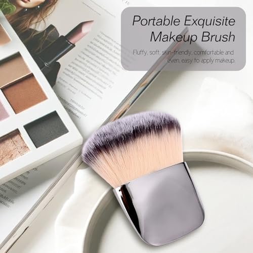 Jaasuee Mini Makeup Brushes Set – Portable Multi-Functional Loose Powder & Blush Brush (Silver, Soft Synthetic Hair) - görsel 12