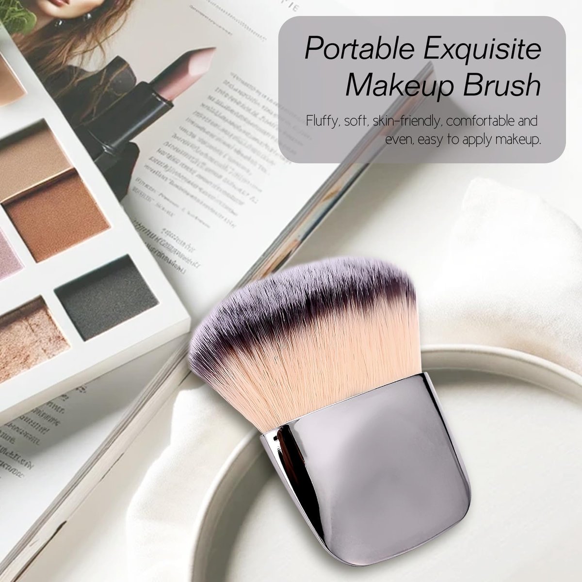 Jaasuee Mini Makeup Brushes Set – Portable Multi-Functional Loose Powder & Blush Brush (Silver, Soft Synthetic Hair) - görsel 11