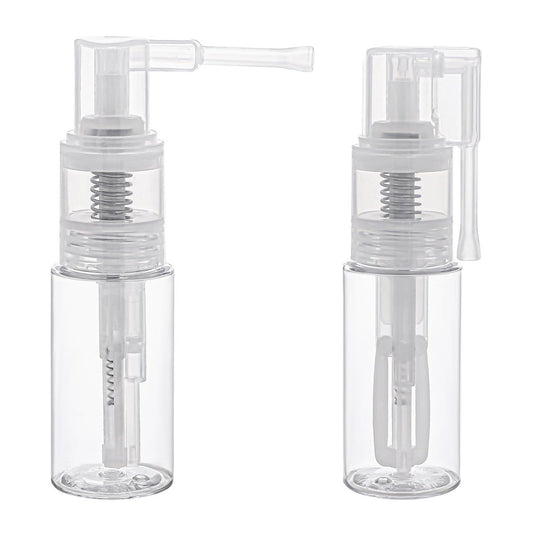 2-Pack Empty Powder Spray Bottles for Makeup, Glitter, Barber, Dry Cleaning & Crafts – 0.87 oz Transparent