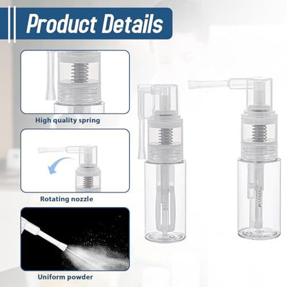 2-Pack Empty Powder Spray Bottles for Makeup, Glitter, Barber, Dry Cleaning & Crafts – 0.87 oz Transparent