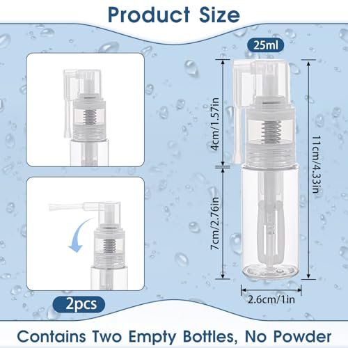 2-Pack Empty Powder Spray Bottles for Makeup, Glitter, Barber, Dry Cleaning & Crafts – 0.87 oz Transparent - görsel 4