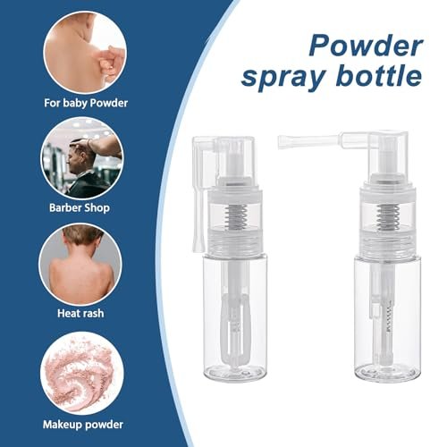 2-Pack Empty Powder Spray Bottles for Makeup, Glitter, Barber, Dry Cleaning & Crafts – 0.87 oz Transparent - görsel 12