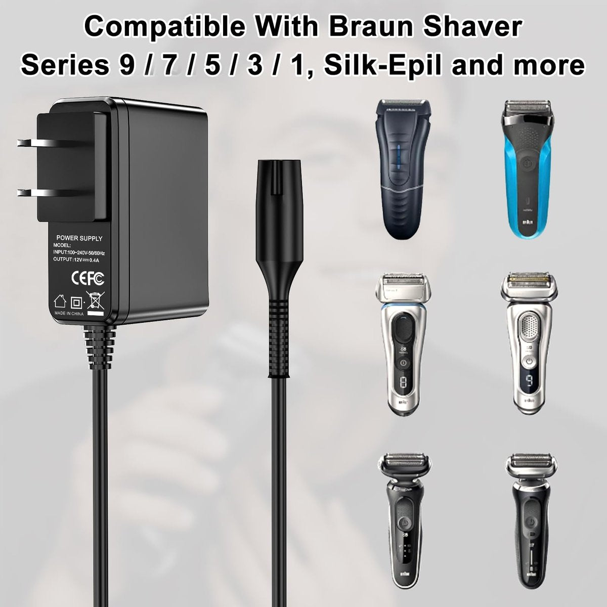 Solopen 12V 5.9Ft Charger Compatible with Braun Shaver Series 9/7/5/3/1, XT5 Electric Razor Trimmer Charging Cord - görsel 3