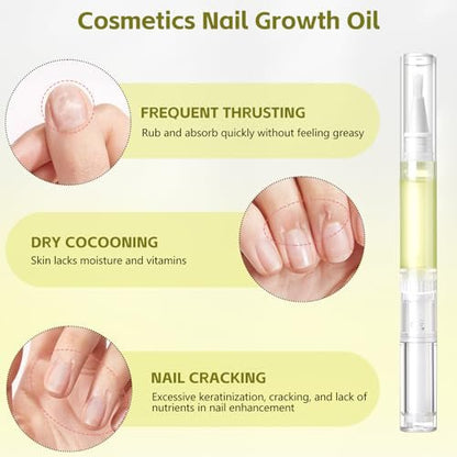Nailz Nail Growth Pen Set - Radiant Nail Growth Oil, Cuticle Oil for Nails, Nail Strengthener, Moisturizing & Nourishing Pen for Finger Edge Manicure (4-Pack) Avelisse