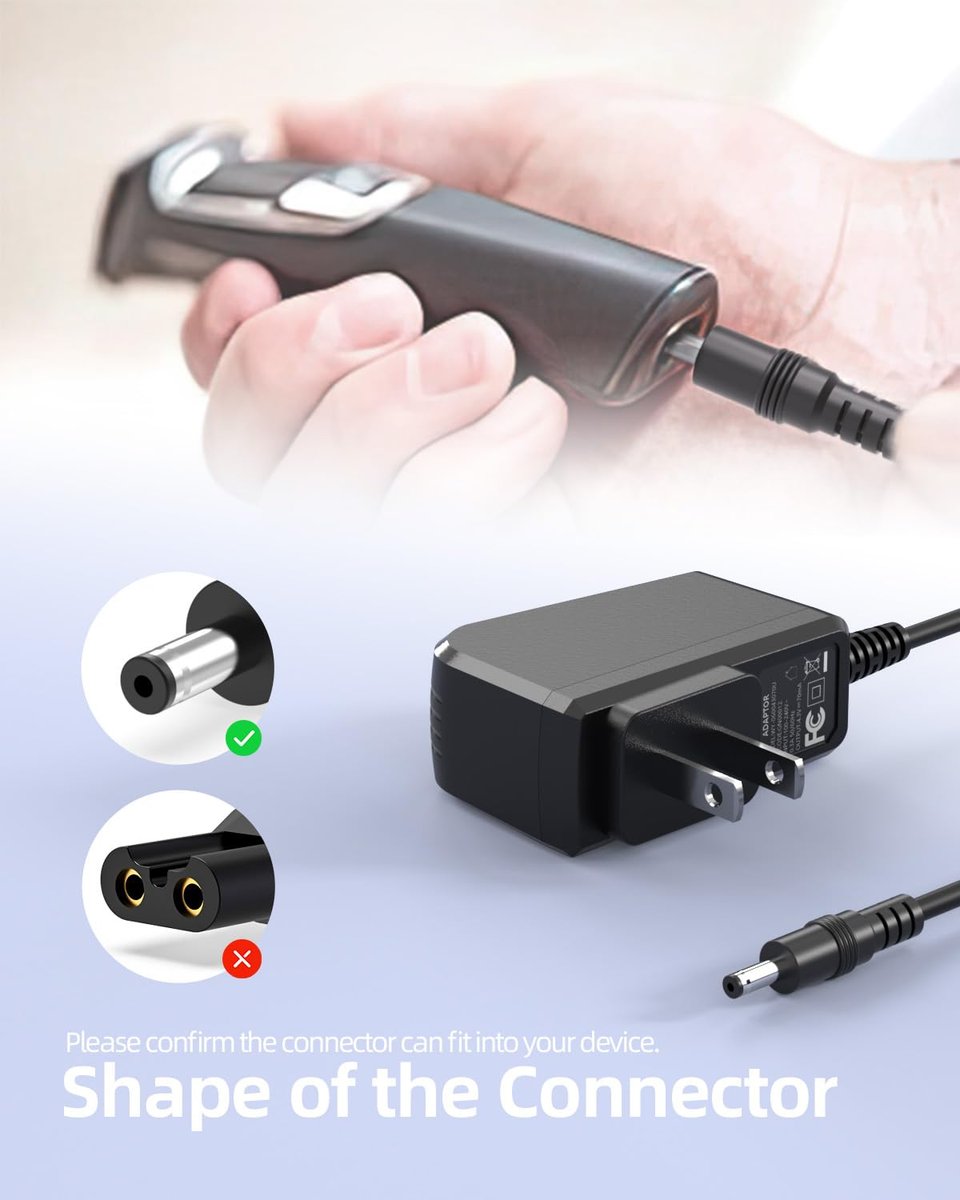 8V AC Charger for Philips Norelco Multigroom Series 3000 MG3750 MG3760 Shaver Power Cord Supply Adapter - görsel 3
