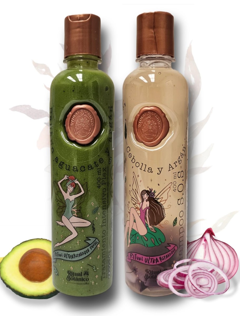 Ritual Botanico Ultra Reparador S.O.S Shampoo with Onion and Argan Oil – Intensive Plex Treatment with Banana & Avocado – Colombian Hair Care Kit (2-Pack, 13.5 Fl Oz Each) Avelisse