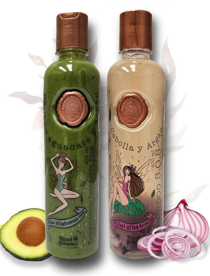 Ritual Botanico Ultra Reparador S.O.S Shampoo with Onion and Argan Oil – Intensive Plex Treatment with Banana & Avocado – Colombian Hair Care Kit (2-Pack, 13.5 Fl Oz Each) Avelisse
