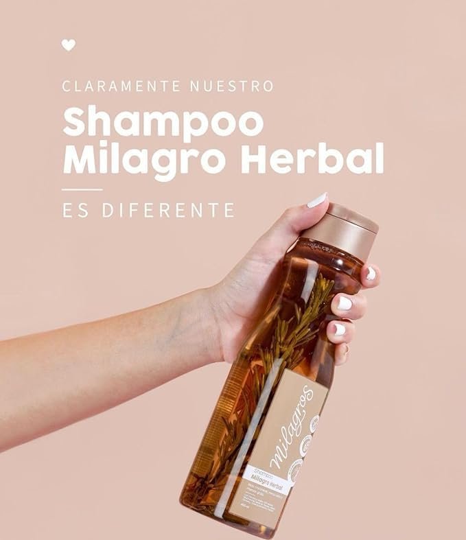 Milagros Herbal Shampoo and Conditioner Set - Rosemary, Ginger & Rice 100% Natural - Fights Hair Loss and Promotes Growth, 15 Fl Oz Each Avelisse