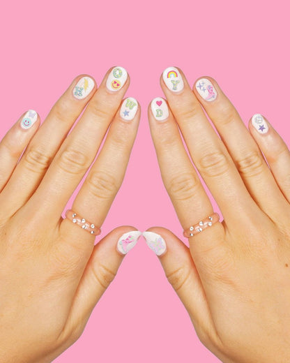 xo, Fetti Party Preppy Nail Stickers - 496 Rainbow Vinyl Decals for Bachelorette, Birthday, and Manicure Fun