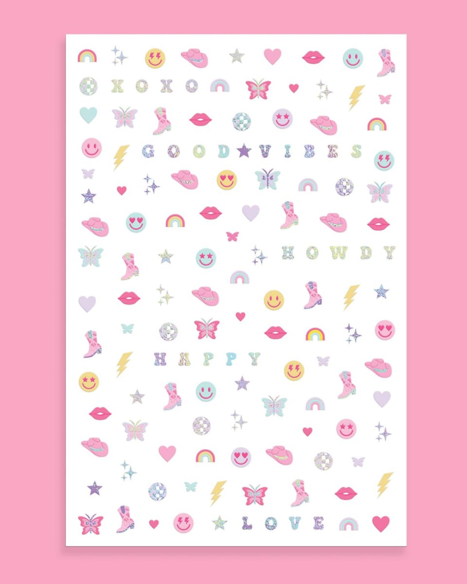 xo, Fetti Party Preppy Nail Stickers - 496 Rainbow Vinyl Decals for Bachelorette, Birthday, and Manicure Fun - görsel 11