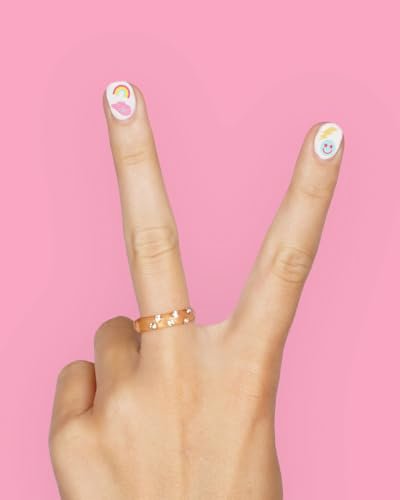 xo, Fetti Party Preppy Nail Stickers - 496 Rainbow Vinyl Decals for Bachelorette, Birthday, and Manicure Fun
