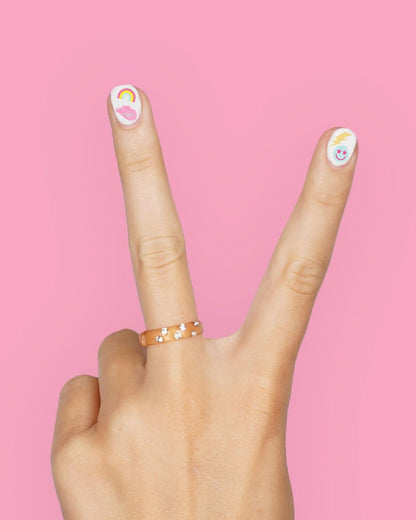 xo, Fetti Party Preppy Nail Stickers - 496 Rainbow Vinyl Decals for Bachelorette, Birthday, and Manicure Fun