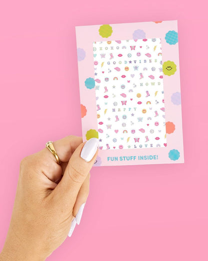xo, Fetti Party Preppy Nail Stickers - 496 Rainbow Vinyl Decals for Bachelorette, Birthday, and Manicure Fun