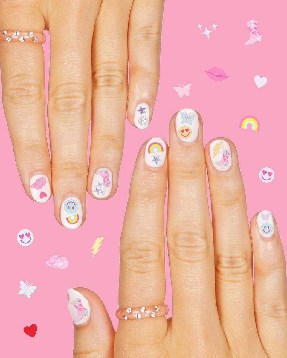 xo, Fetti Party Preppy Nail Stickers - 496 Rainbow Vinyl Decals for Bachelorette, Birthday, and Manicure Fun - görsel 9