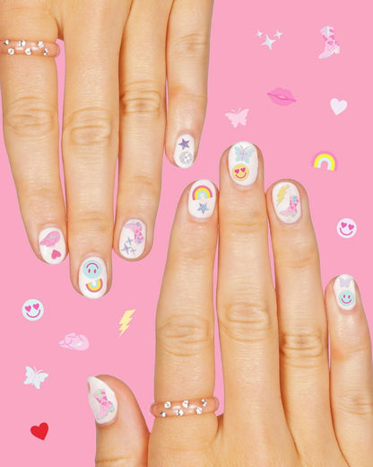 xo, Fetti Party Preppy Nail Stickers - 496 Rainbow Vinyl Decals for Bachelorette, Birthday, and Manicure Fun