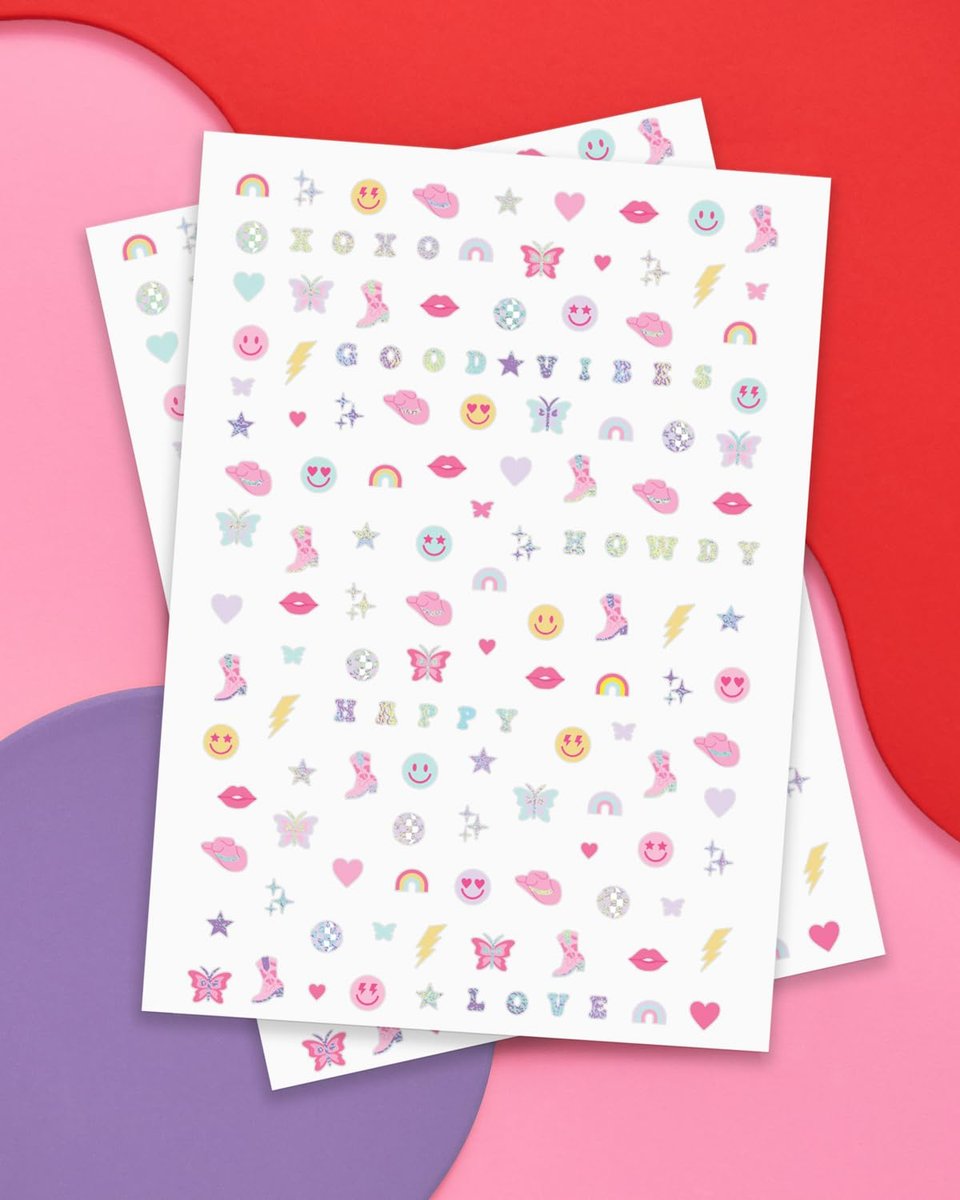 xo, Fetti Party Preppy Nail Stickers - 496 Rainbow Vinyl Decals for Bachelorette, Birthday, and Manicure Fun - görsel 5