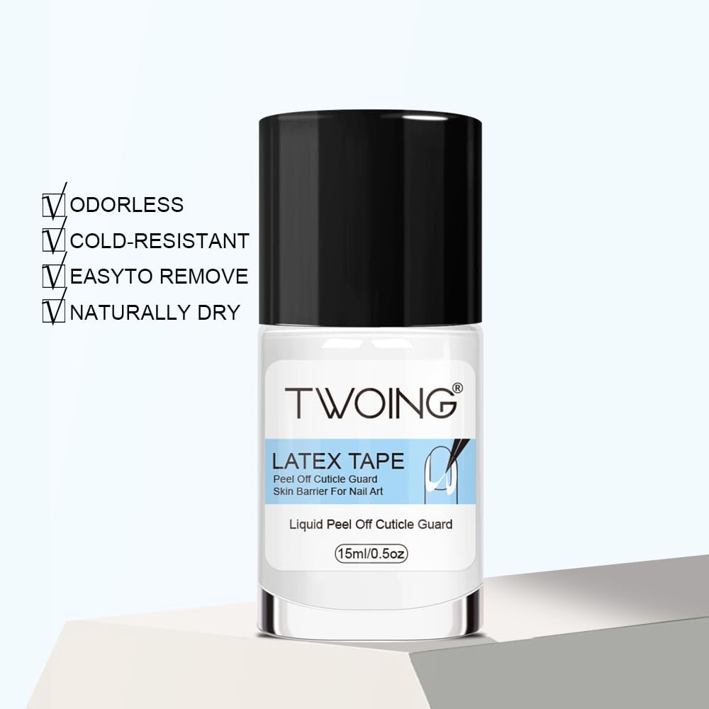 TWOING 15ml Liquid Latex for Nails - Peel Off Cuticle Protectors for Nail Polish, Skin Barrier Manicure, Art Liquid Latex Tape Protector Nail Cuticle Guard (Pack of 2) - görsel 15