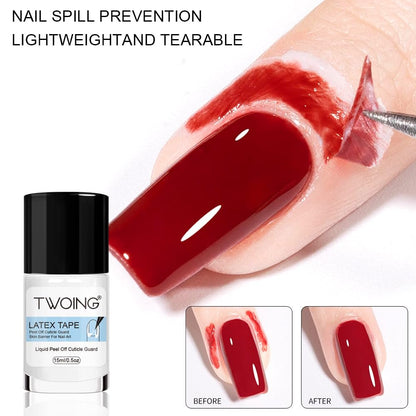 TWOING 15ml Liquid Latex for Nails - Peel Off Cuticle Protectors for Nail Polish, Skin Barrier Manicure, Art Liquid Latex Tape Protector Nail Cuticle Guard (Pack of 2)