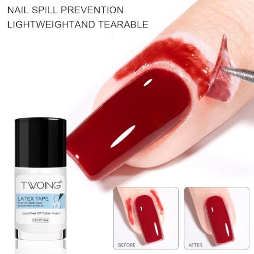 TWOING 15ml Liquid Latex for Nails - Peel Off Cuticle Protectors for Nail Polish, Skin Barrier Manicure, Art Liquid Latex Tape Protector Nail Cuticle Guard (Pack of 2) - görsel 14