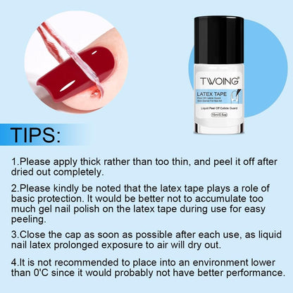 TWOING 15ml Liquid Latex for Nails - Peel Off Cuticle Protectors for Nail Polish, Skin Barrier Manicure, Art Liquid Latex Tape Protector Nail Cuticle Guard (Pack of 2)