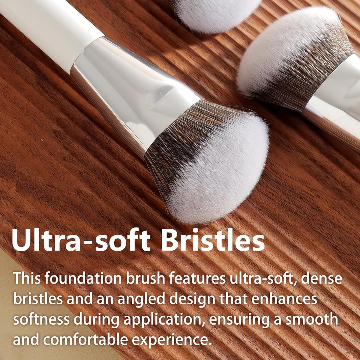 ALBEAUT Foundation Concealer Makeup Brush Set - Soft Big Angled Face Brushes for Liquid, Cream, Stick Products - Bronzer Contour Nose Eyeshadow Blending (White, Wood Handle) - görsel 7